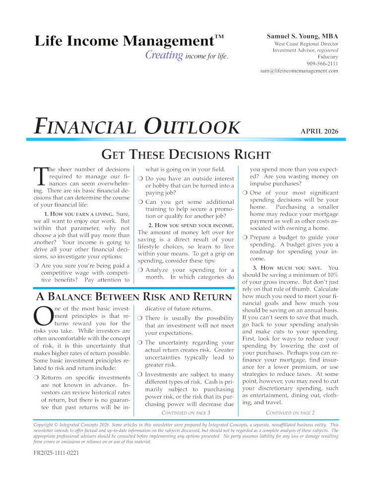 Life Income Management Financial Outlook Newsletter April 2026