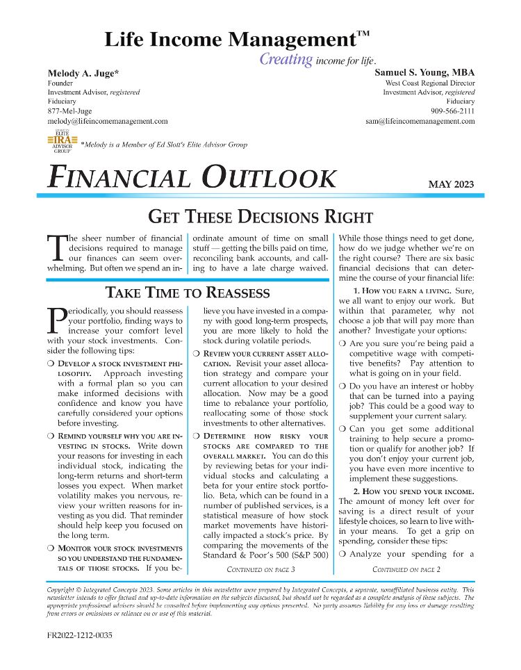 Life Income Management Financial Outlook Newsletter May 2023